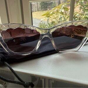 Krewe Brigitte Crystal Clear Frame Sunglasses with Pink Brown Gradient Lenses